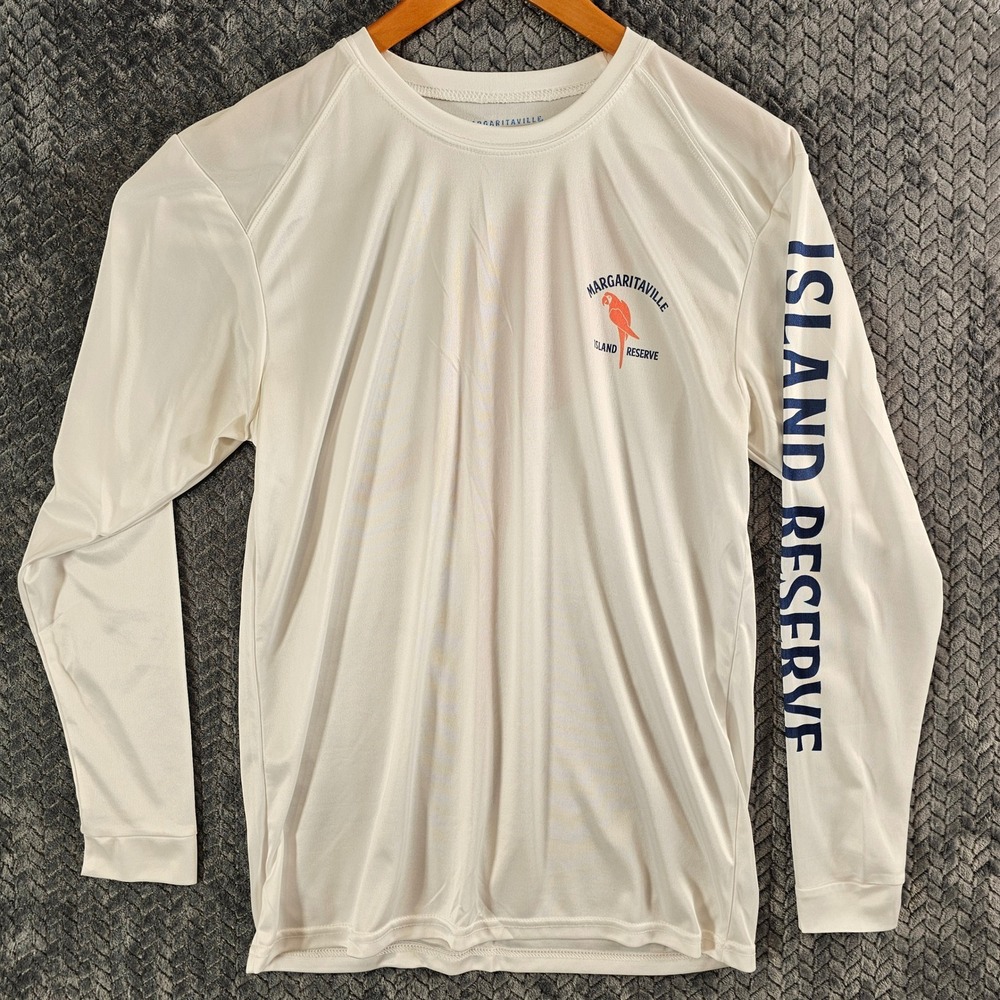 Margaritaville Island Reserve Mens Long Sleeve Shirt UPF 50+ Parrot White Medium